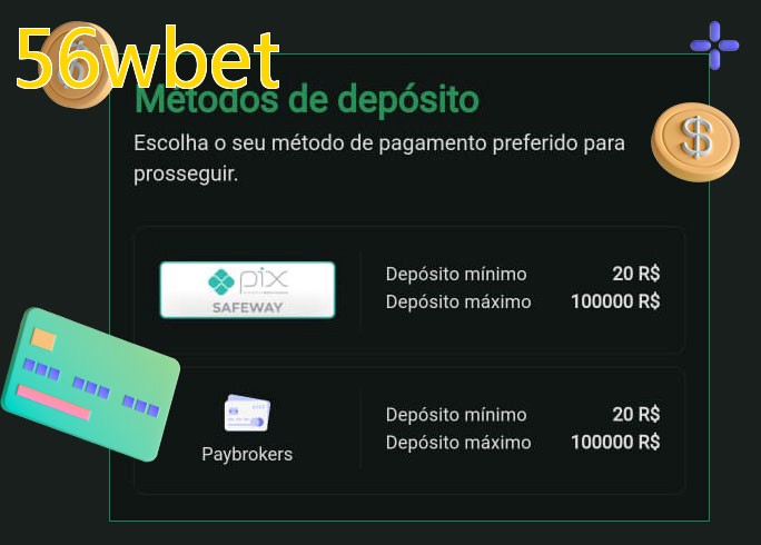 O cassino 56wbetbet oferece uma grande variedade de métodos de pagamento